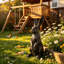 Statue de lièvre réaliste en bronze antique, pour aménagement extérieur : porche, jardin, terrasse, allée.