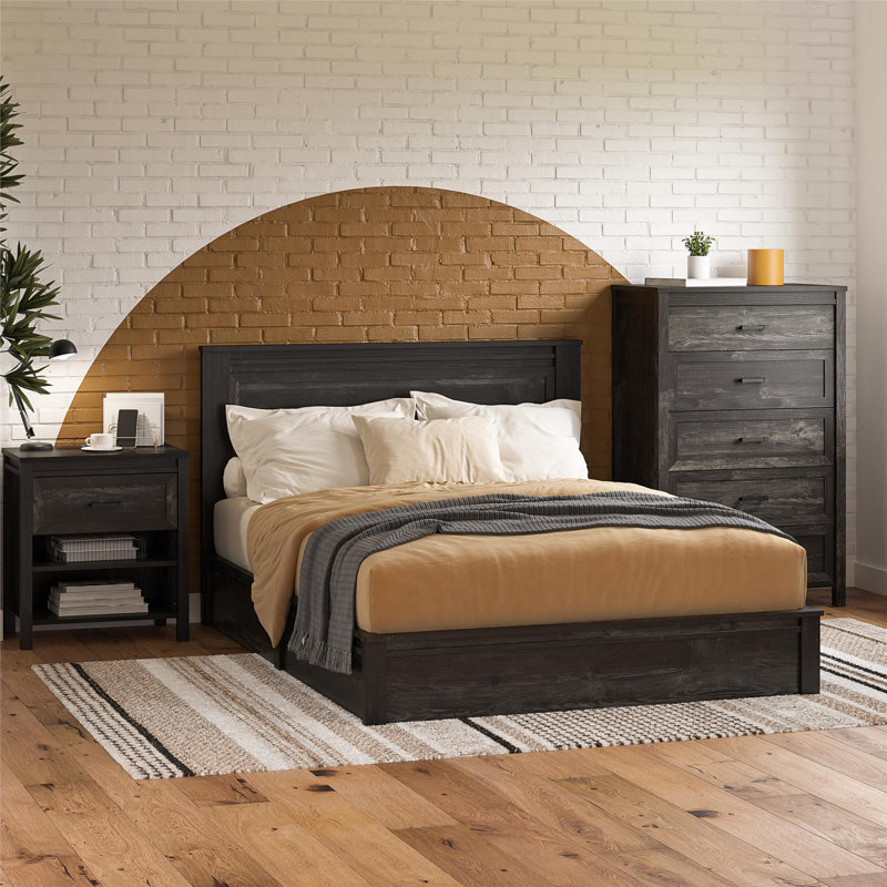 Cadre de lit plateforme Rolling Ridge, Noir