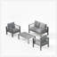 Ensemble de conversation moderne en aluminium 4 pièces pour patio, canapé 4 places avec coussins épais gris foncé et structure grise et table basse-1993443216-1993443218