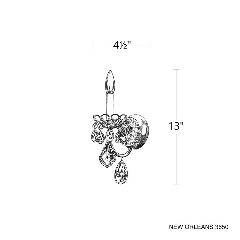 New Orleans 1 Light Wall Sconce in Silver with Clear Heritage Handcut Crystals, Heirloom Bronze, Chinese (K9)