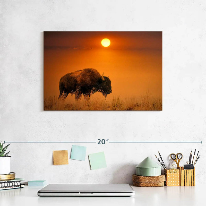 Brampt Bison Sunrise, 8" H x 12" W