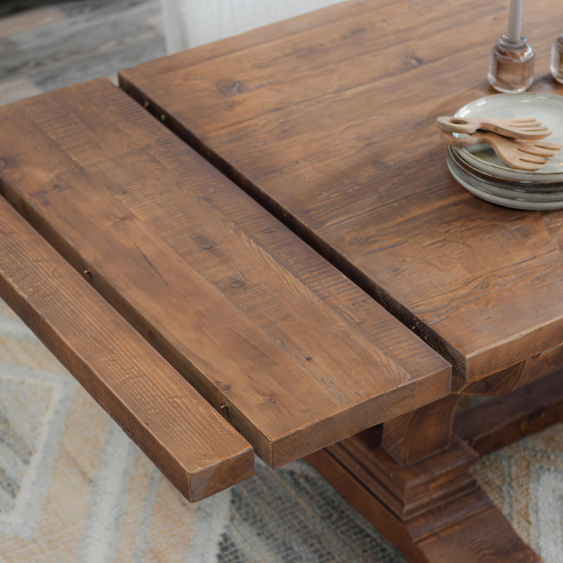 Reclaimed Wood Extendable Dining Table with Artistic Curves