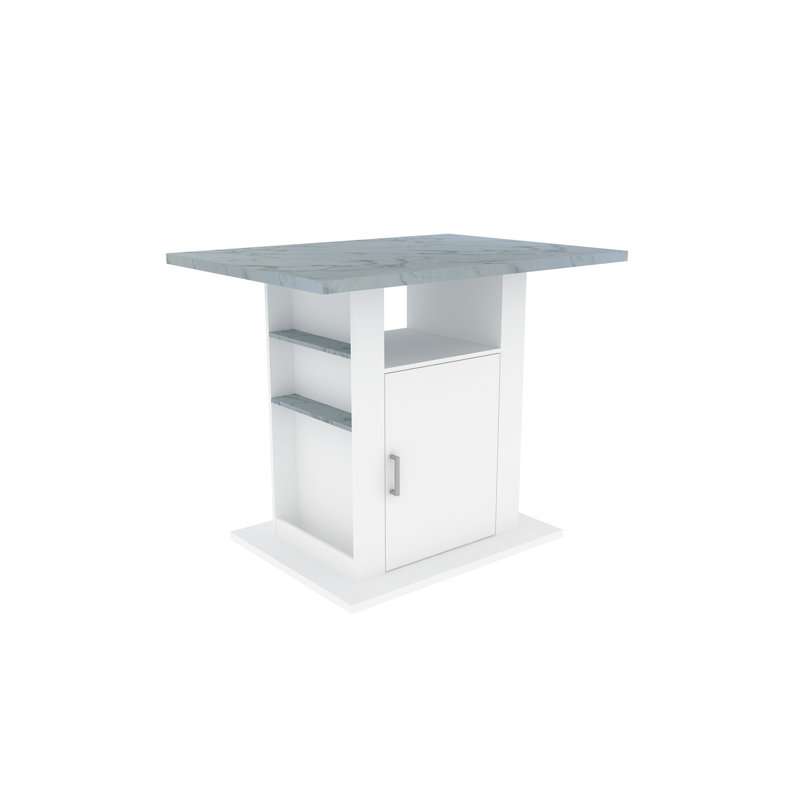 Plateau de 110 cm effet béton et blanc avec rangement