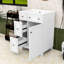 Meuble-lavabo simple autoportant avec deux tiroirs de rangement et lavabo en céramique Olguin-923375376