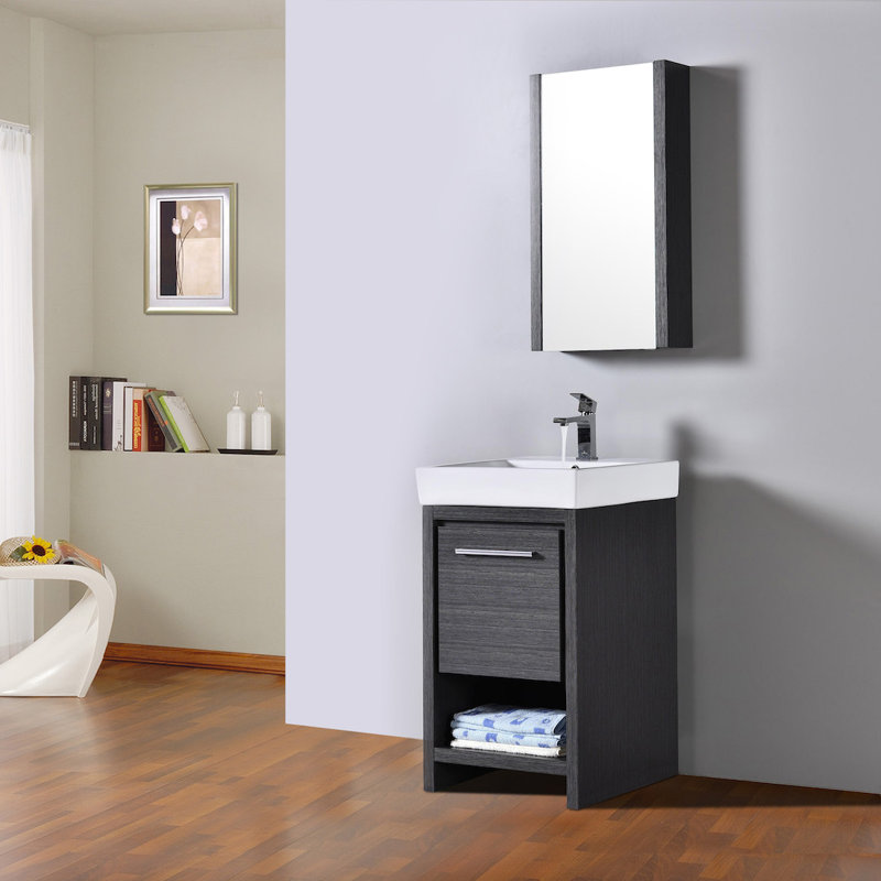 Artemis 20.375'' Single Bathroom Vanity with Ceramic Top, Silver Gray