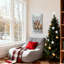 Renne de Noël debout dans une forêt enneigée, ensemble de 3 impressions sur toile-76118107