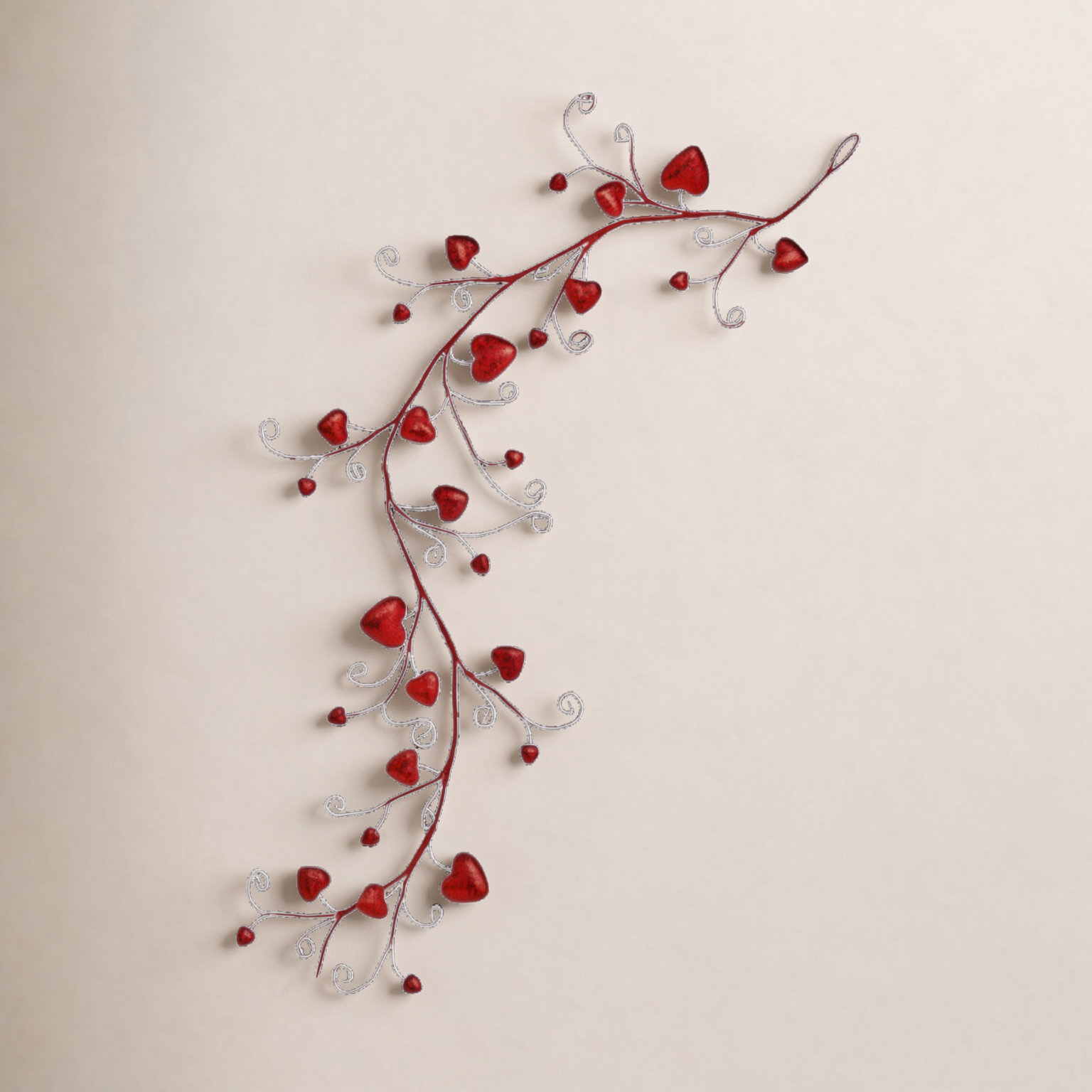 Red Glitter Hearts Garland