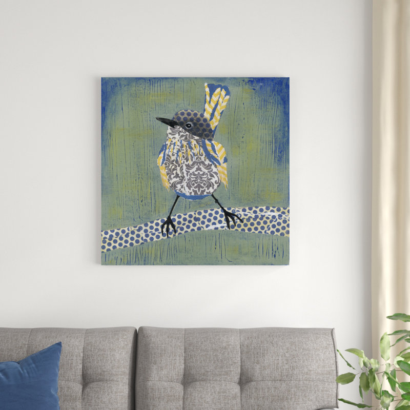 " Patchwork Wren I " by Grace Popp, 30" H x 30" W x 1.25" D