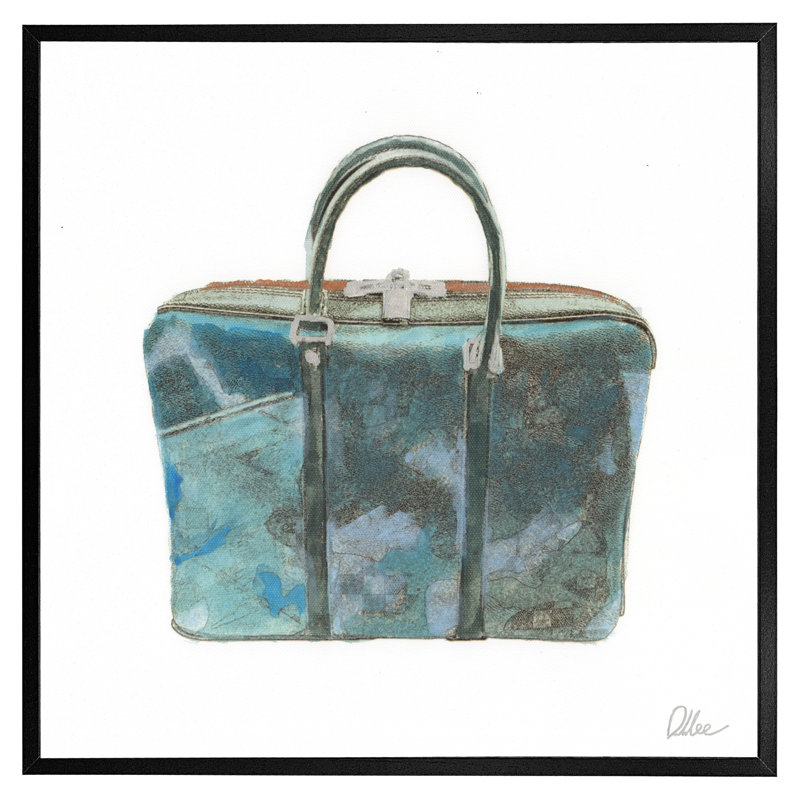Green Handbag - Single Picture Frame Print, Black, 76cm H x 76cm W x 4cm D
