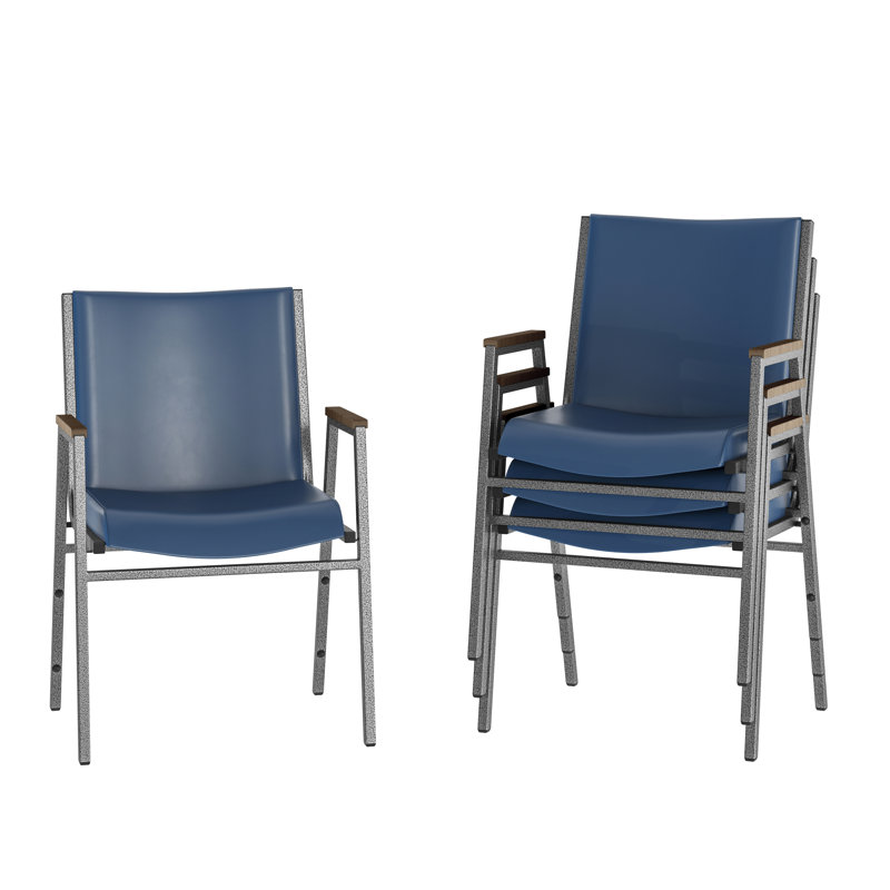 Chaise empilable robuste avec accoudoirs Aliya, Silver, Marine