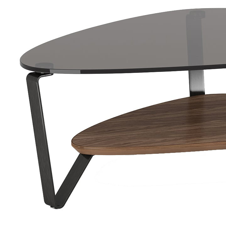 Dino Glass Top Coffee Table, Natural Walnut, 15.5" H x 44" L x 27" W