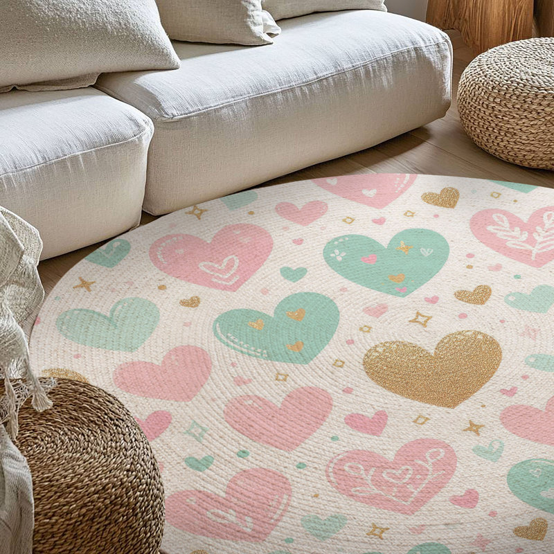 Heartfelt Affection Vibes Braided Rug, Round 5'