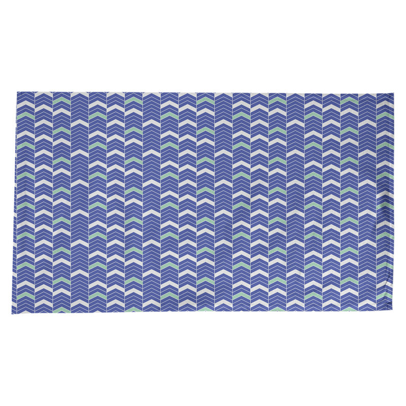Nappe à chevrons à traits Stephenie, Bleu / vert / blanc