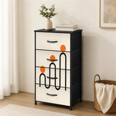 Commode à 4 tiroirs pour chambre à coucher Affiche abstraite formes géométriques Boho décoration murale Mid-Century