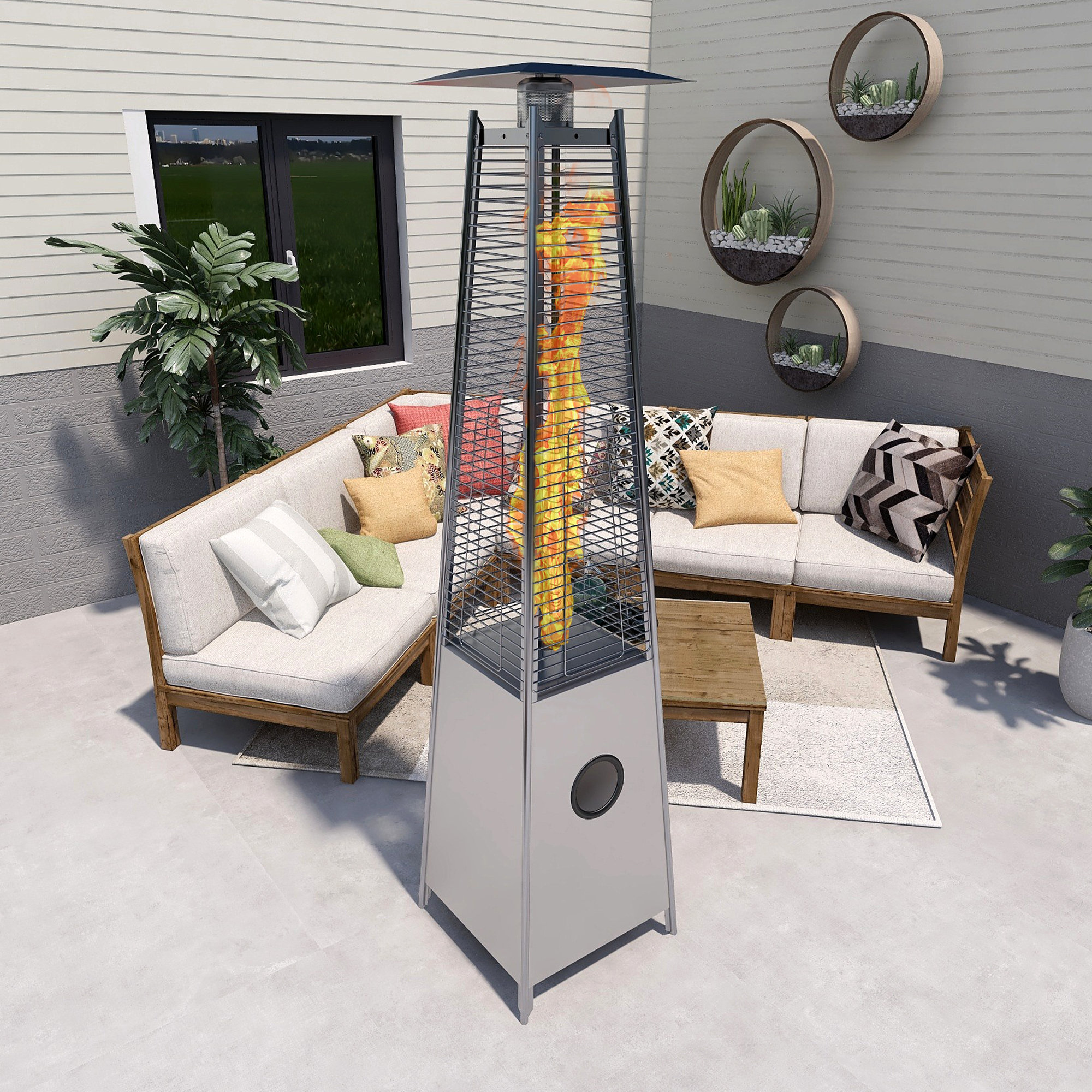 UIXE 40000 BTU Stainless Steel Propane Standing Patio Heater u0026 Reviews |  Wayfair