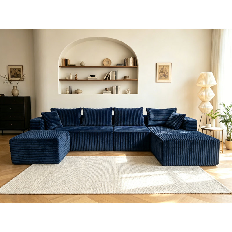 Canapé modulaire Boneless, Bleu, Face à la droite