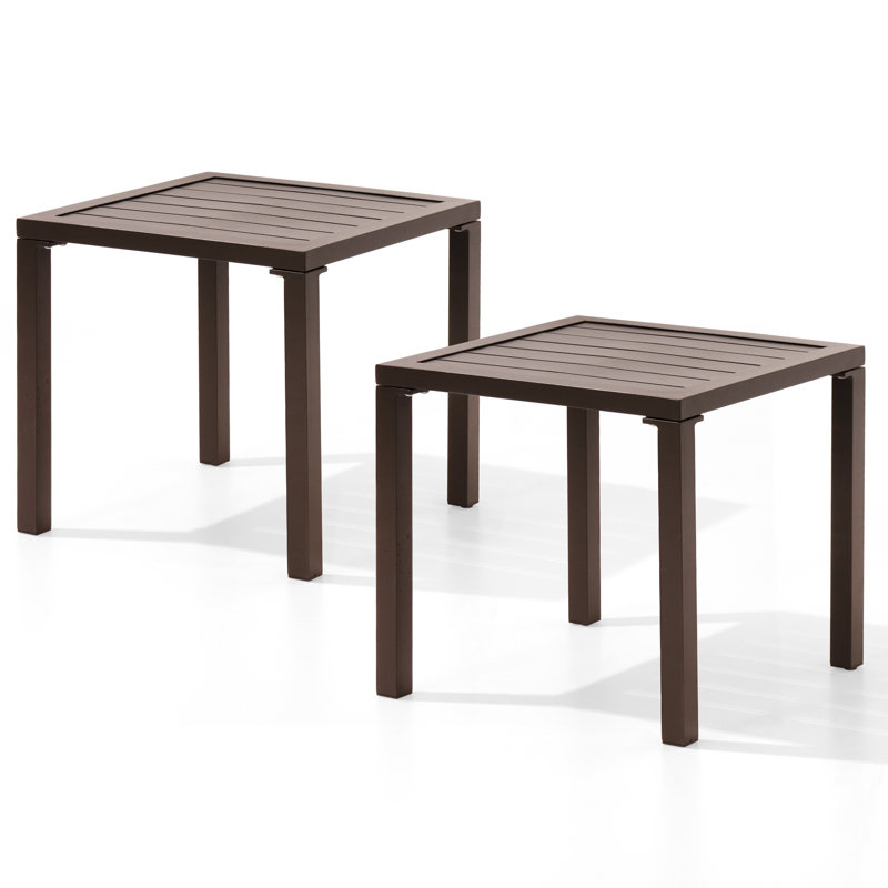 Aluminum Square Side/End Table, Brown