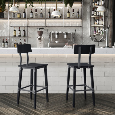 Lazro Commercial Grade Rustic Industrial Style Wood Dining Barstool (Set of 2)