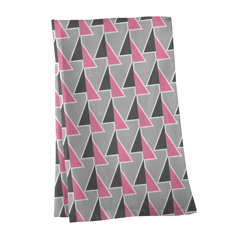 Jordao Tea Towel Kitchen Towel, Black/Pink/Gray, Cotton Twill