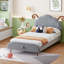 Lit plateforme simple tapissier avec tête de lit en forme de mouton, cadre de lit