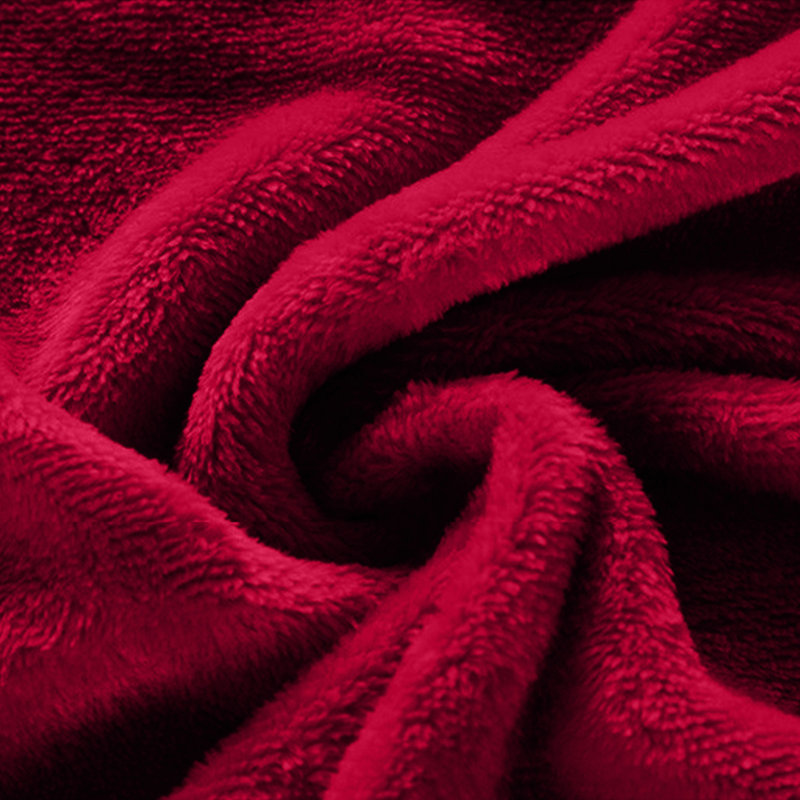 Couverture en molleton à double couche climatiseur de couleur unie Kondieu, Red