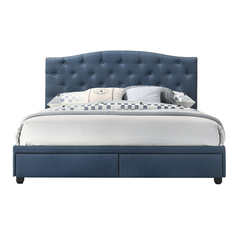 Krick Upholstered Platform Storage Bed, Queen, Blue