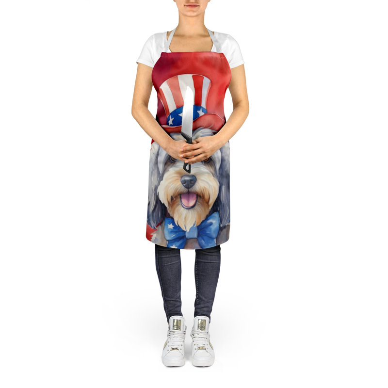 Patriotic American Apron, White Tibetan Terrier
