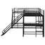 Lit superposé simple au-dessus de double en L avec lit mezzanine simple, bureau intégré et glissade