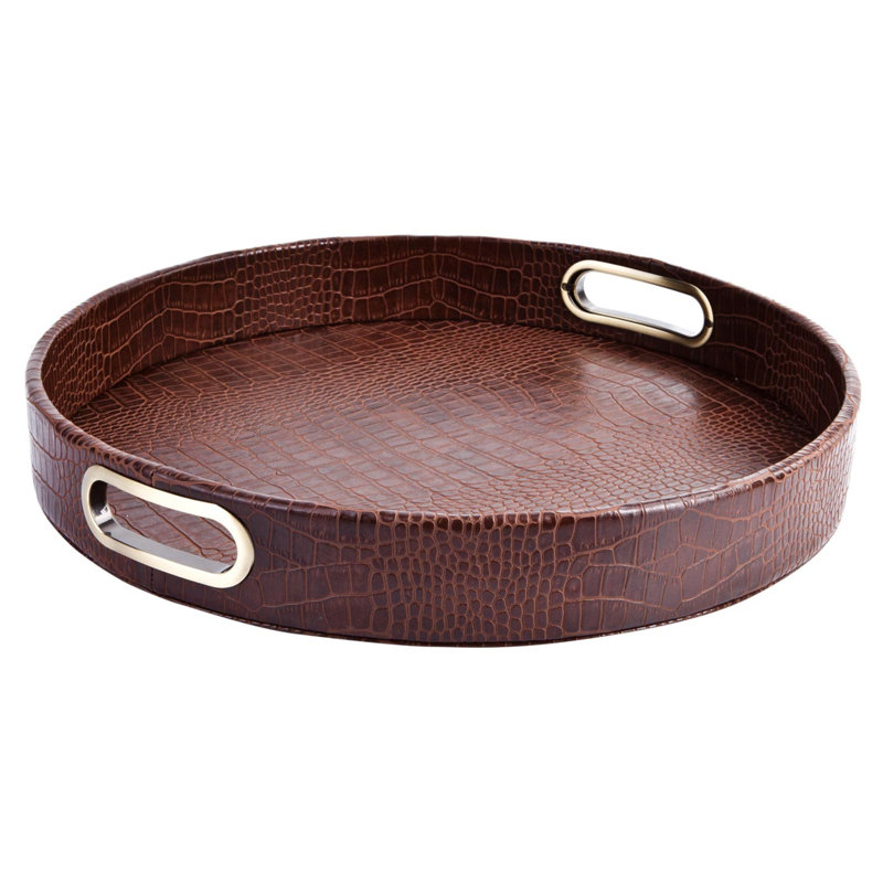 Symple Stuff Melamine Platter, Crocodile look, light brown