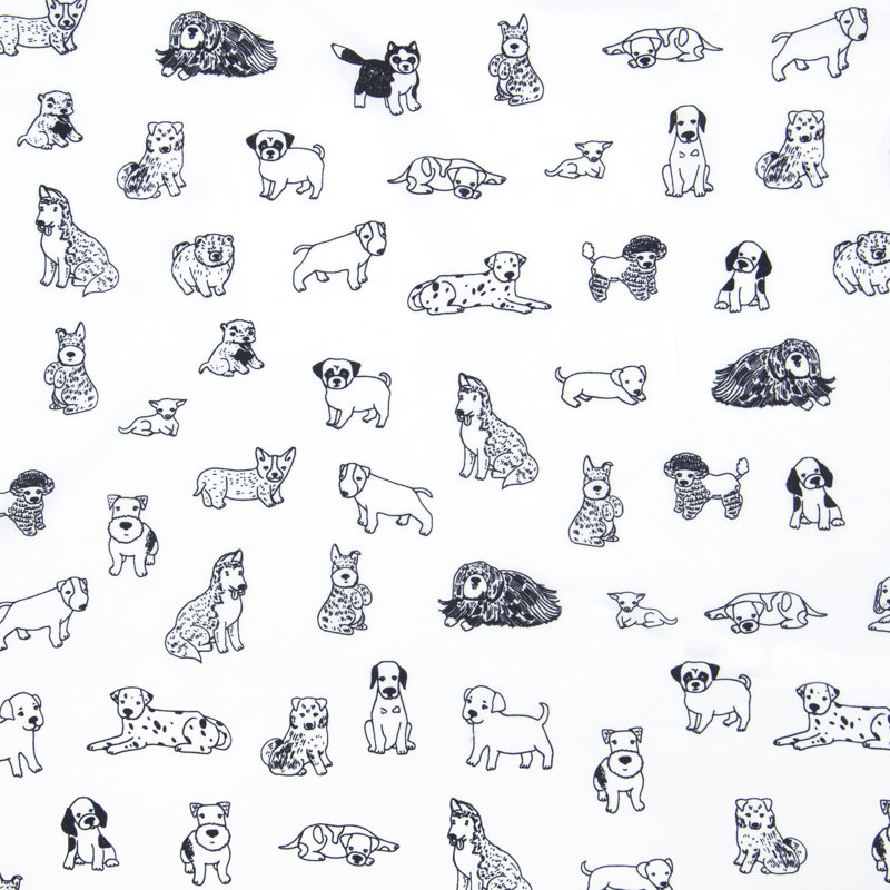 Microfiber Sketch Dogs Sheet Set, Twin Sheet Set + Fitted Sheet + 1 Pillowcase