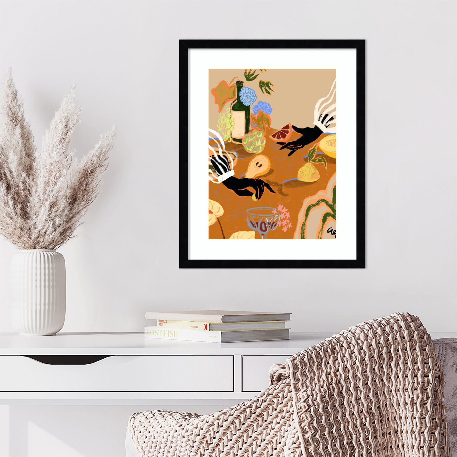 Oberon "Handful of Love (Fruit)" Print, Black, 21" H x 17" W