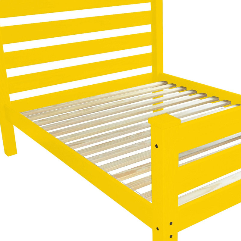  Structure de lit double en bois massif jaune Montrose Canary - double, jaune