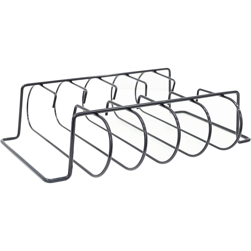 Heavy-Duty Black Steel Rib Rack for Grilling and Smoking