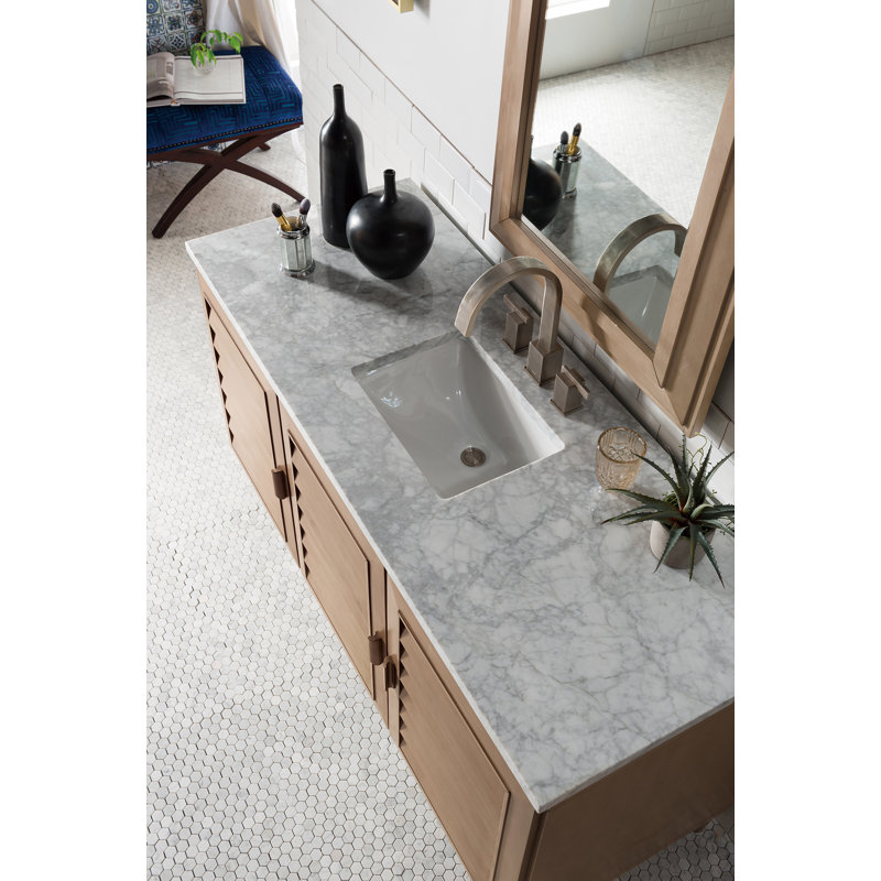 Portland 60'' W Single Vanity, Carrara White, Widespread