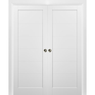 Quadro Paneled Wood Sliding Closet White Doors