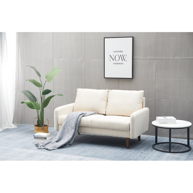 Causeuse de salon en velours Abdur-Rasheed, Velours beige