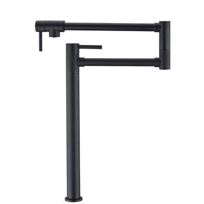 Matte Black Pot Filler Faucet, Extension - Brass, Double Handles For Managed Water Release, Corrosion & Surface Layer Faucet , Exterior Exact Control, Fingerprint- Coating