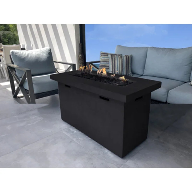 25" Fiber Reinforced Concrete Propane Outdoor Fire Pit Table, Charcoal