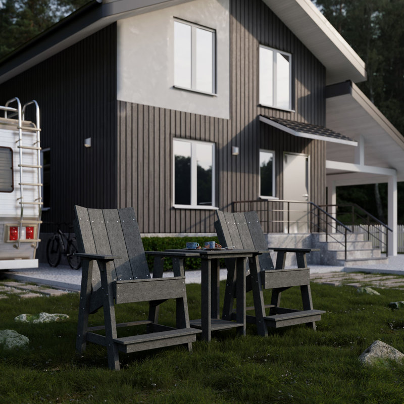 Contemporary High Adirondack Chair, Dark Gray