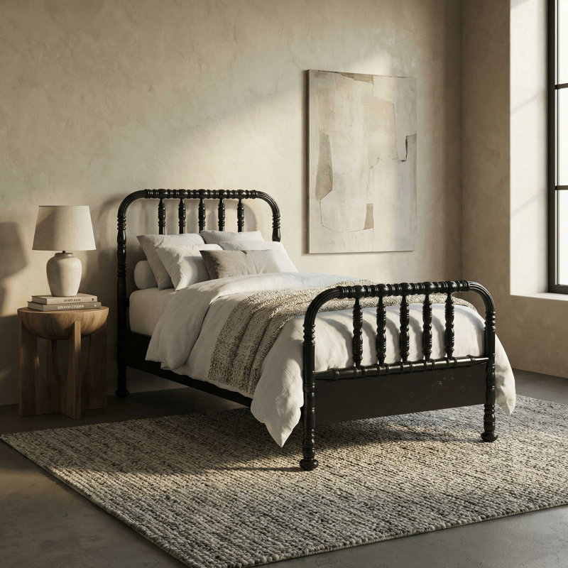 Bachelor Solid Wood Bed, Hand Rubbed Black, Twin