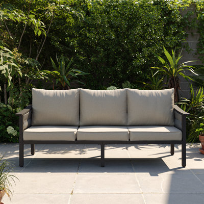 Canapé d'extérieur 3 places en osier d'aluminium - corde tissée à la main, coussins en oléfine, meubles de patio pour la cour, la terrasse ou la piscine
