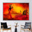 Coucher de soleil sur toile, femme noire, toile abstraite, affiche de femme africaine, œuvre d'art paysage africain, toile africaine,-109546856-109546863