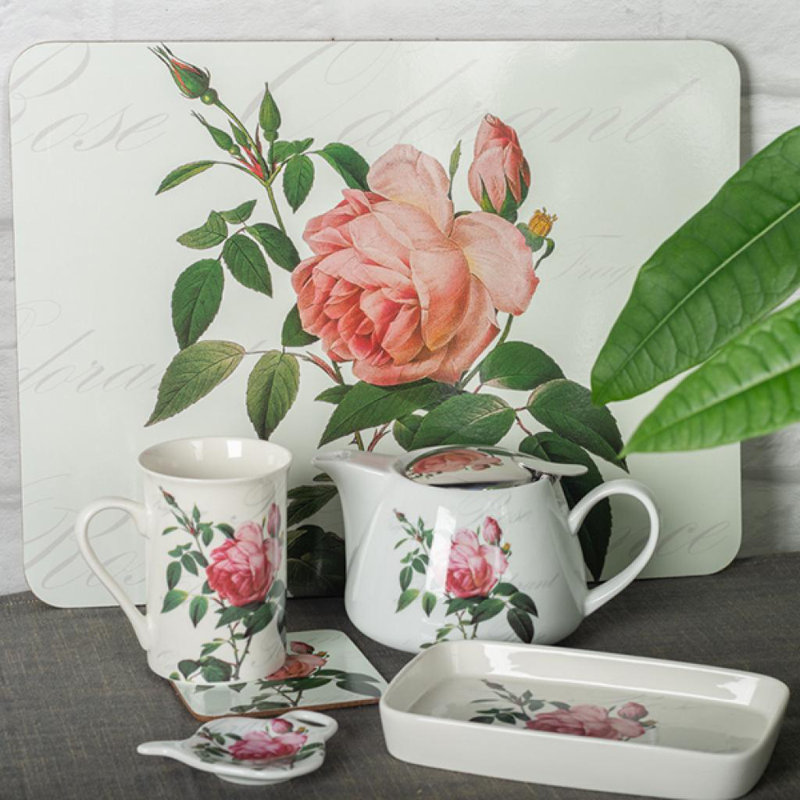 Sous-verres, roses, ensemble de 6