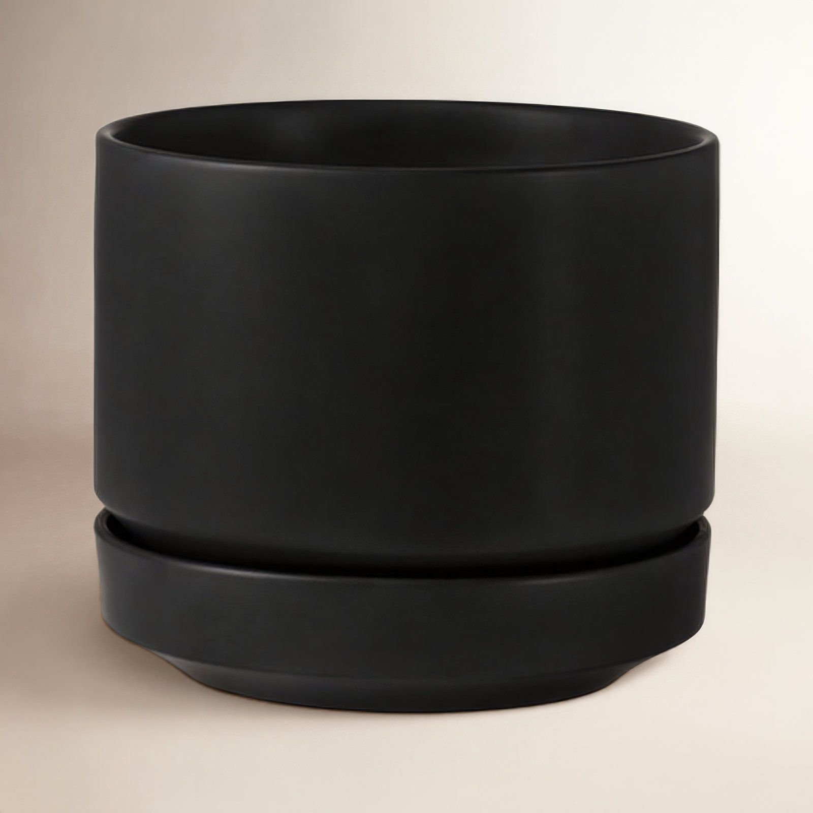 Byer Handmade Ceramic Pot Planter, Black, 6" H x 7" W x 7" D