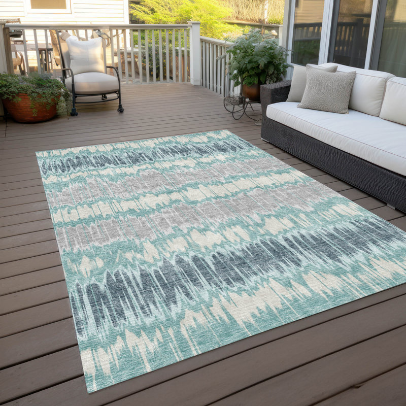 Lamanna Washable Striped Indoor / Outdoor Rug, Rectangle 3' x 5'