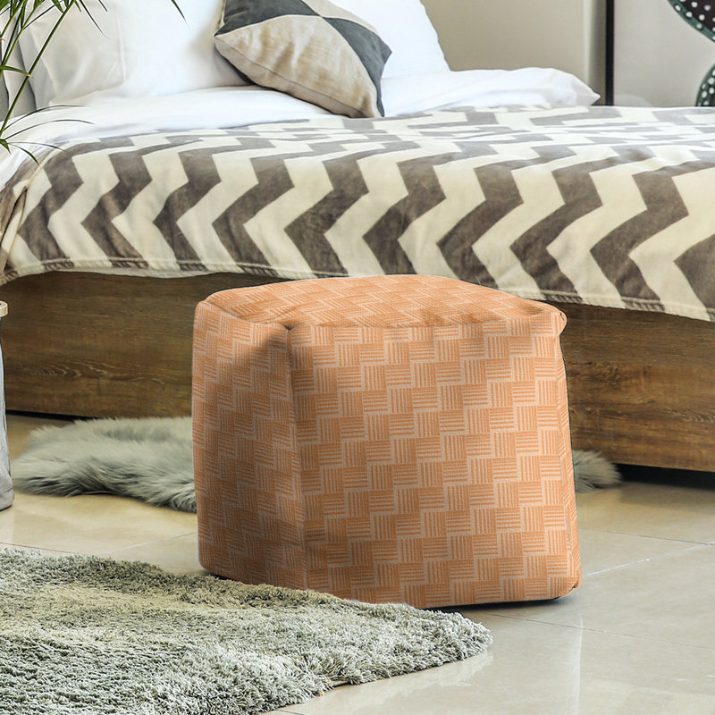 Repose-pieds cubique à rayures classic basketweave, Orange