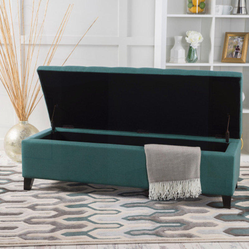 Upholstered Storage Bench, Teal