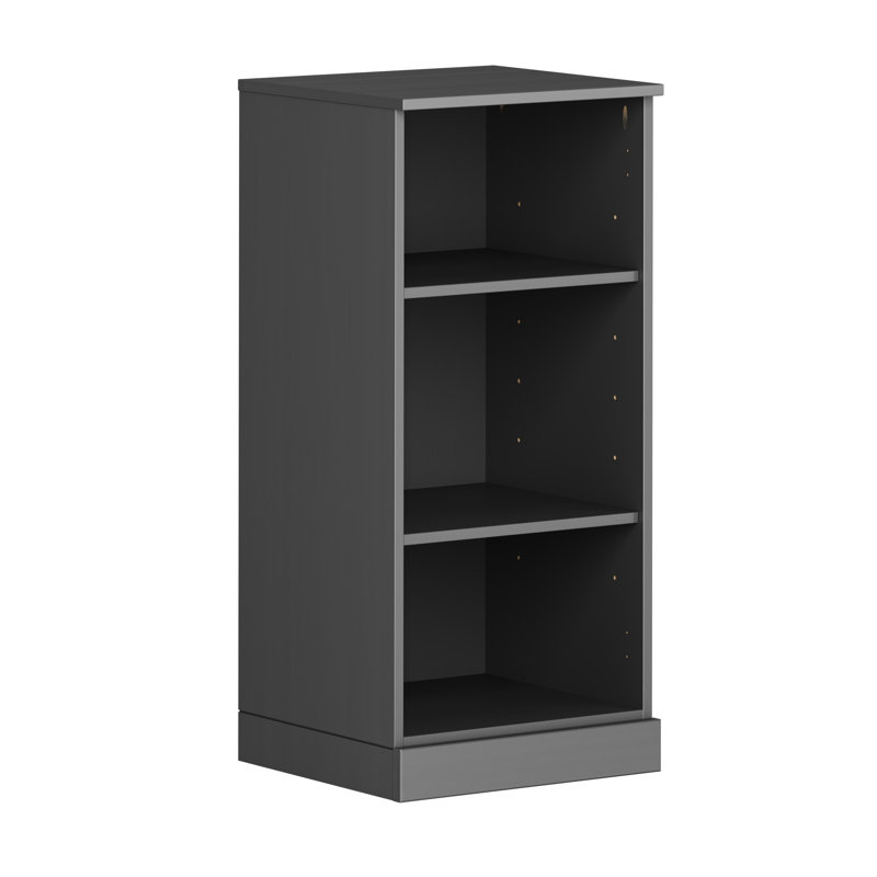 Palace Imports 100% Solid Wood 3-Shelf Bookcase, Adjustable Shelves, 16.5" Wide, 35.75" Tall, Gray