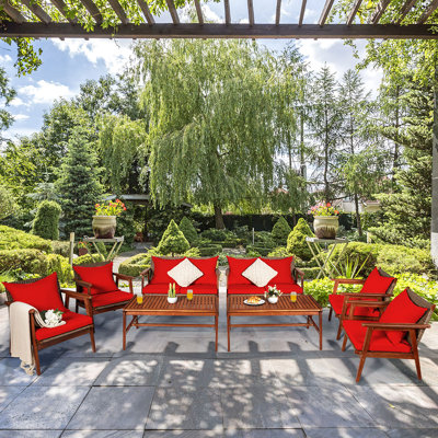 Dameian Acacia 8 - Person Patio Conversation Set with Cushions