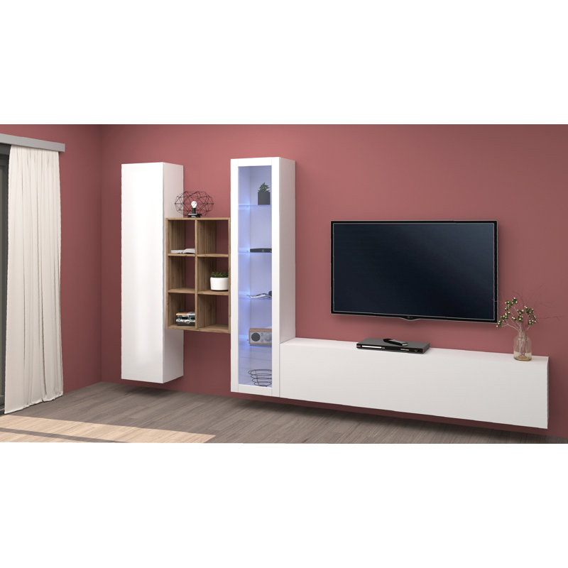 Maruska Unfinished Floating Entertainment Centre for TVs up to 70", White Glossy